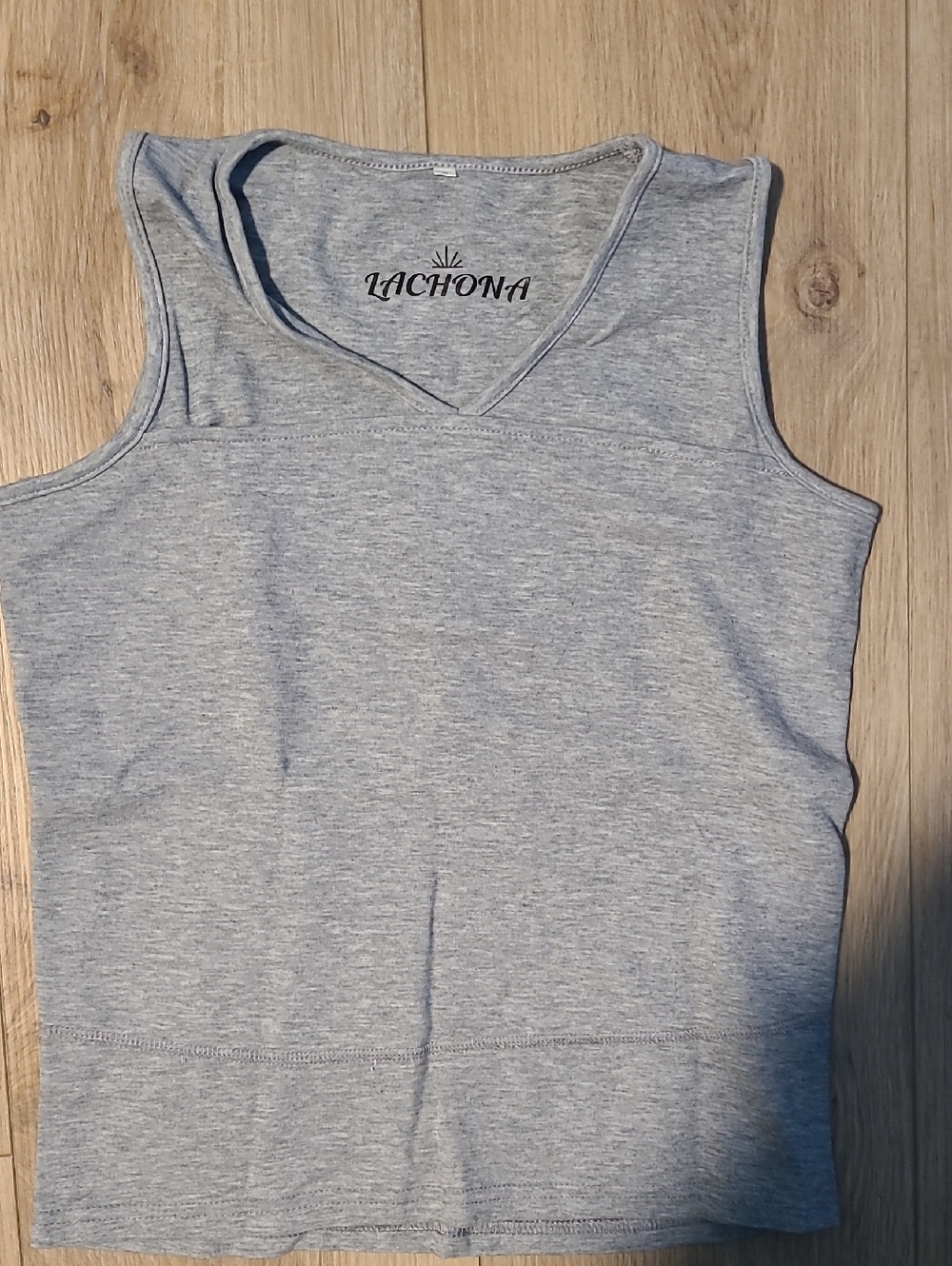 Lachona Heather Gray V-Neck Tank With Baby Pouch